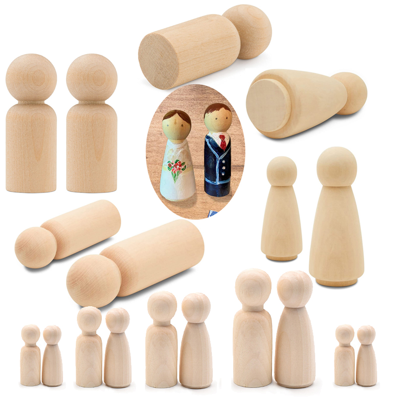 Art And Craft For Nursery - 5 Muñecos de Madera sin Acabado,