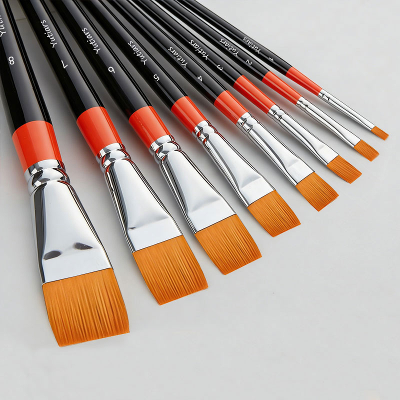 Gouache Paint Set - Pinceles Planos para Artistas, 1 Pieza,