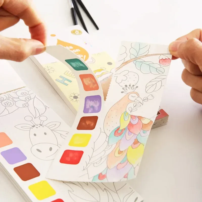 Gouache Paint Set - Libro de pintura de acuarela portátil